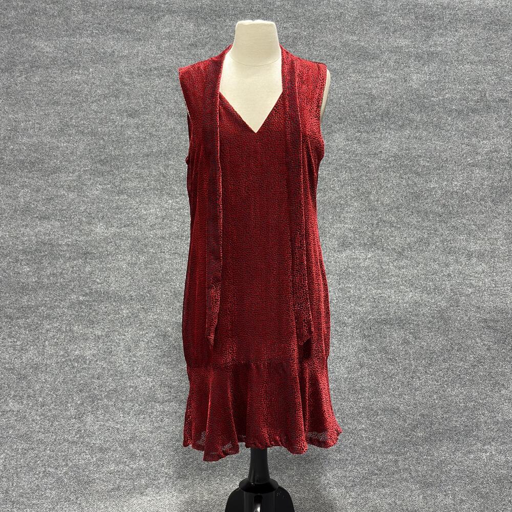 Karl Lagerfeld Paris Dress Womens 10 Red Sleeveless Textured Drop Waist Flared
